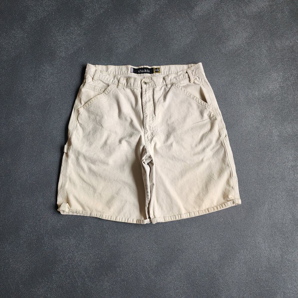 Vintage Baggy Levi's Silvertab Cream Cargo Khaki Shorts 36